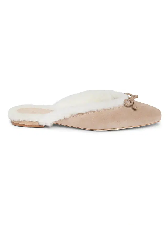 22élevé Women's Shearling-Lined Suede Mules - Chestnut Camel Off White