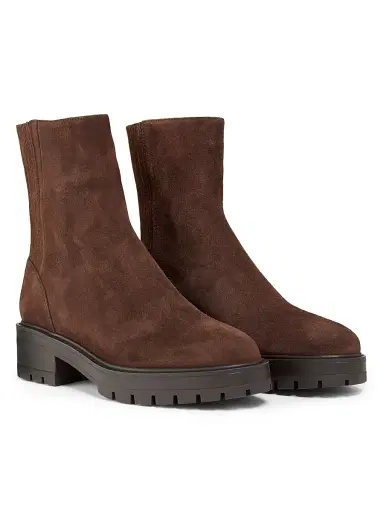 Aquazzura Women's Saint Honroe Suede Combat Boots - Espresso - Size 10.5 | Thumbnail 2