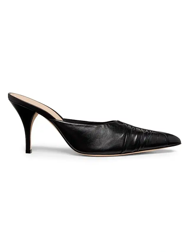 Women's Ruched 85MM Patent Leather Mules - Black