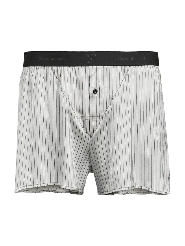 Men's Stretch-Silk Boxer Shorts - Ash Pinstripe