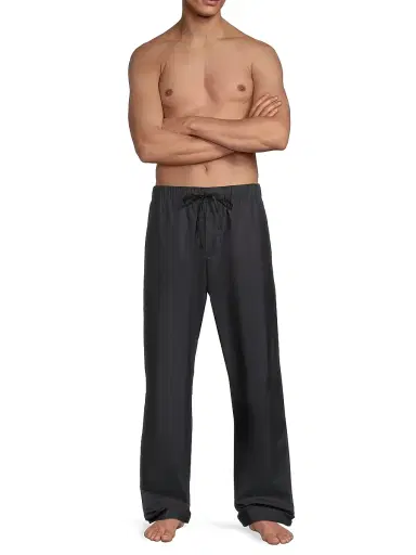 Fleur du Mal Men's Cotton Poplin Pajama Pants - Black Smoke - Size Medium | Thumbnail 2