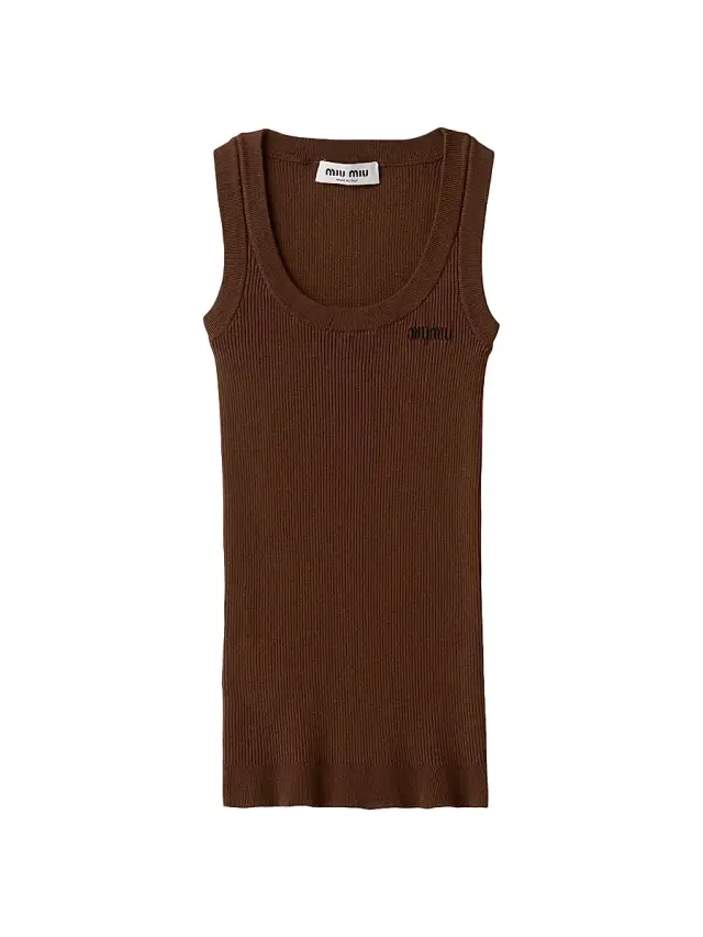 Women's Cotton Knit Tank Top - Brown