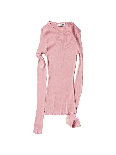 Miu Miu Women's Silk V Neck Sweater - Pink - Size 12 | Thumbnail 1 Miu Miu Women's Silk V Neck Sweater - Pink - Size 12 | Thumbnail 1