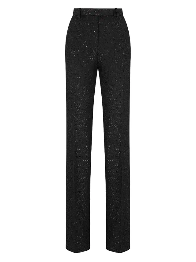 TOM FORD Women's Sequined Wool-Blend Crêpe Straight-Leg Pants - Black