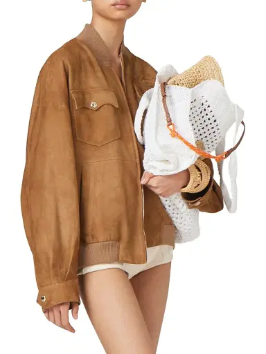 Miu Miu Women's Suede Nappa Leather Jacket | Thumbnail 2