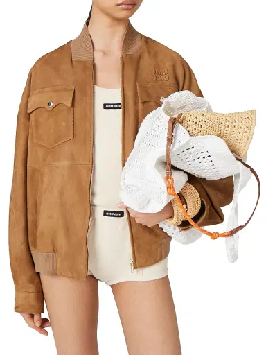 Miu Miu Women's Suede Nappa Leather Jacket | Thumbnail 4