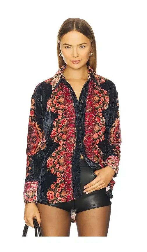 Free People x We The Free One Night Velvet Top In Night Owl Combo