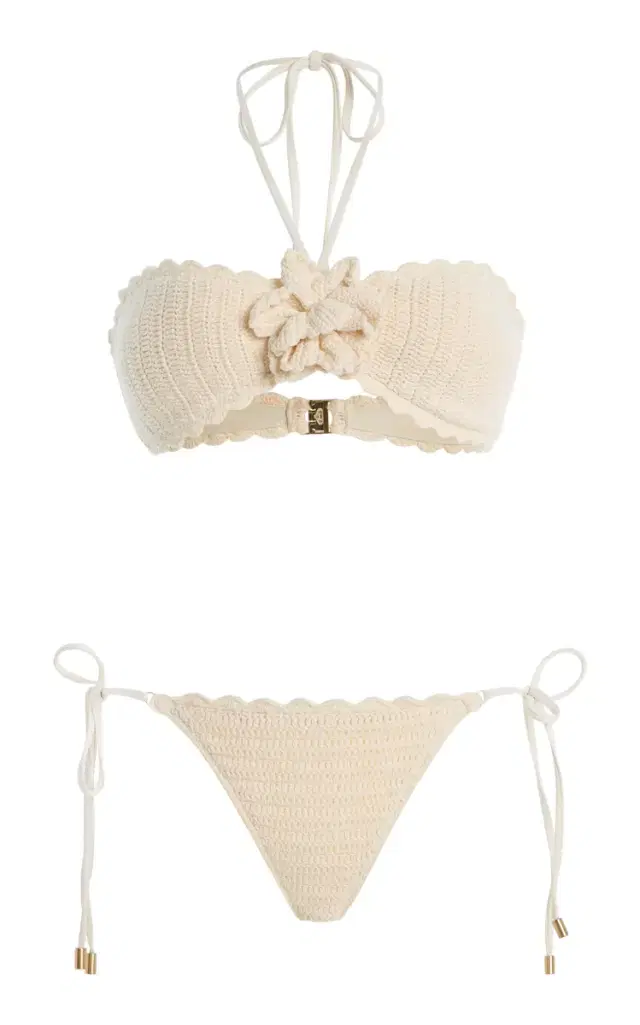 Awaken Crocheted Cotton Flower Bikini