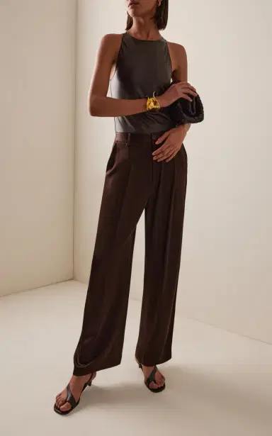 Lapointe Relaxed Pleated Satin Pants | Thumbnail 2