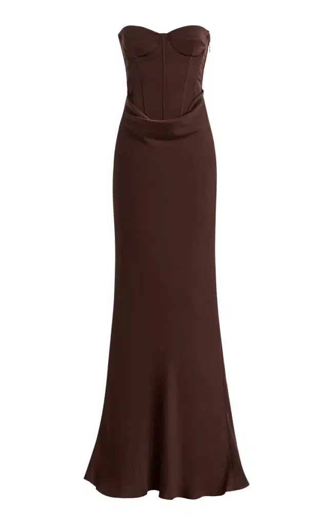 Strapless Satin Corset Maxi Dress