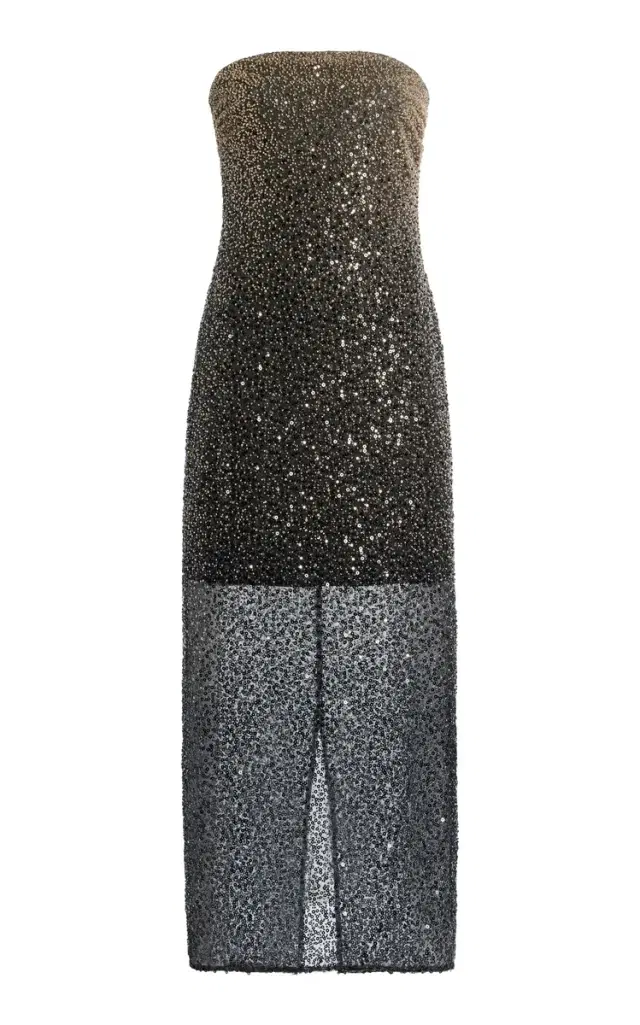 Beaded Strapless Midi Dress
