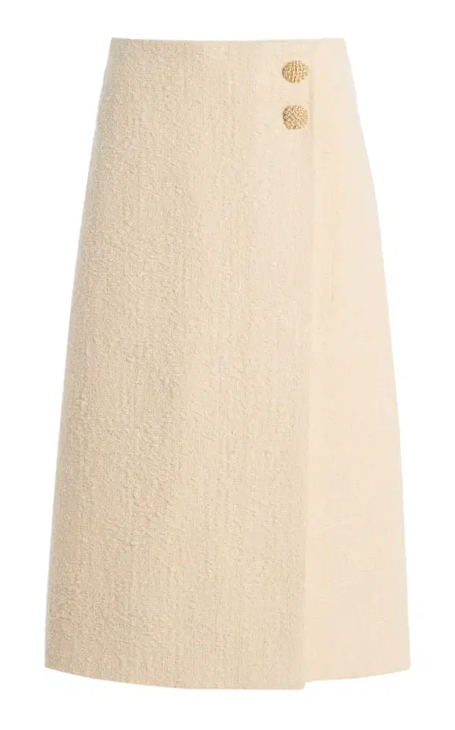 Luca Cotton-Wool Blend Boucle Tweed Midi Skirt
