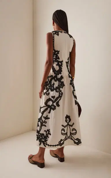 Ulla Johnson Sonali Embroidered Cotton Midi Dress | Thumbnail 4