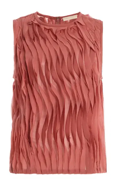 Ulla Johnson Celina Pleated Raw-Edge Silk-Blend Top | Thumbnail 1
