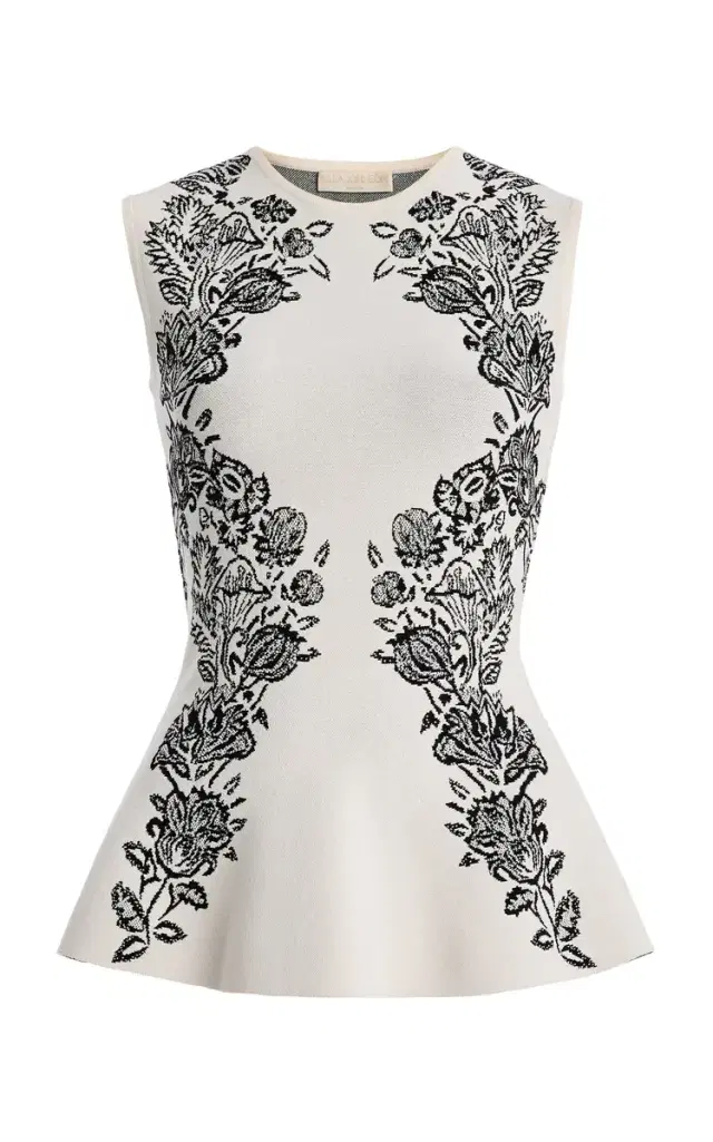 Vanna Jacquard-Knit Peplum Top