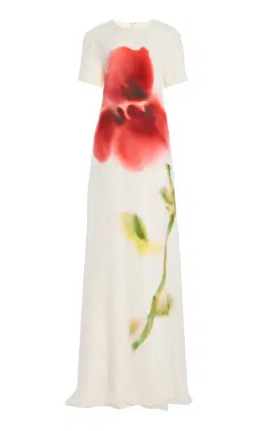 MONIQUE LHUILLIER Printed Satin Maxi Dress | Thumbnail 7 MONIQUE LHUILLIER Printed Satin Maxi Dress | Thumbnail 7