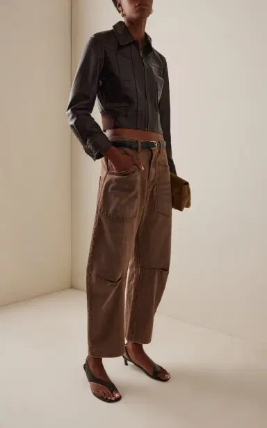 NILI LOTAN Shon Rigid Mid-Rise Barrel-Leg Jeans | Thumbnail 2