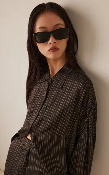 Saint Laurent Rectangle-Frame Acetate Sunglasses | Thumbnail 3