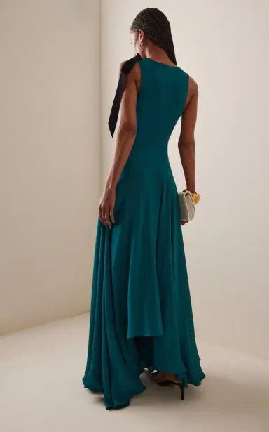 Rodarte Velvet-Trimmed Silk Crepe Cowl-Neck Maxi Dress | Thumbnail 4