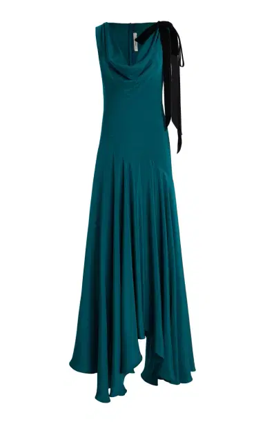 Rodarte Velvet-Trimmed Silk Crepe Cowl-Neck Maxi Dress | Thumbnail 6