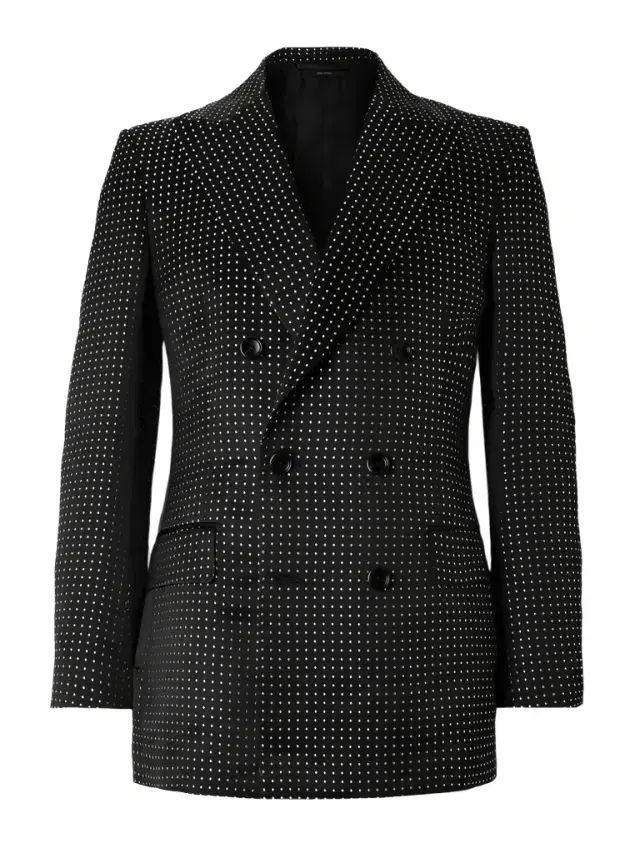 Tom Ford Double-Breasted Polka-Dot Mulberry Silk-Duchesse Satin Tuxedo Jacket - Men