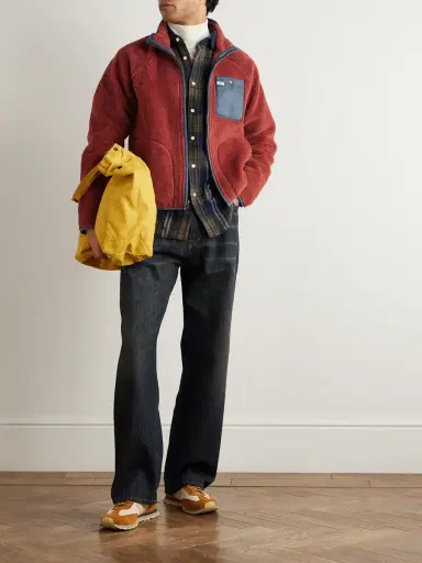 RRL Logo-Appliquéd Nylon Ripstop-Trimmed Wool-Blend Fleece Jacket - Men | Thumbnail 2