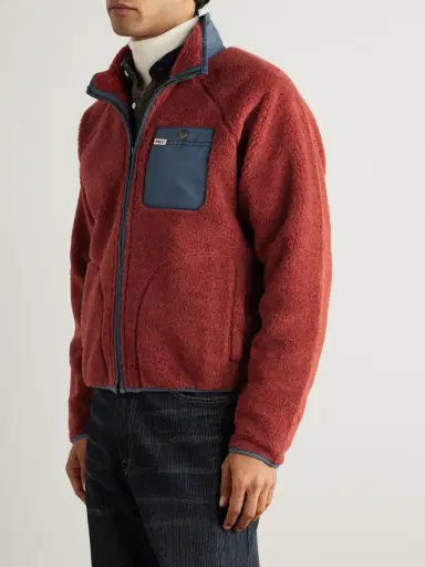 RRL Logo-Appliquéd Nylon Ripstop-Trimmed Wool-Blend Fleece Jacket - Men | Thumbnail 3