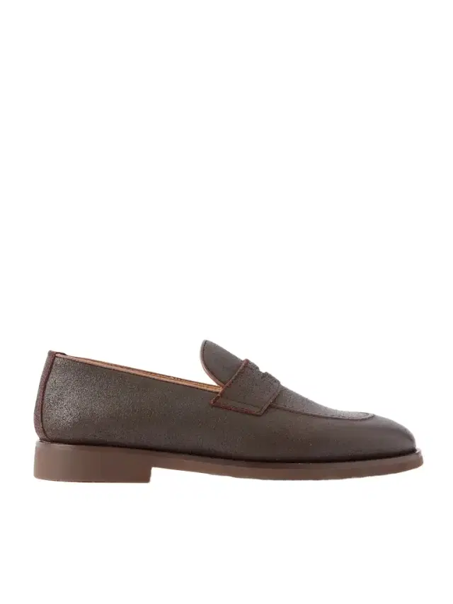 Brunello Cucinelli Flex Waxed-Suede Penny Loafers - Men