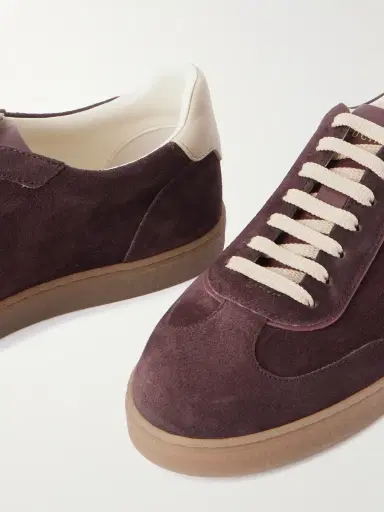 Brunello Cucinelli Coda di Rondine Leather-Trimmed Waxed-Suede Sneakers - Men | Thumbnail 5