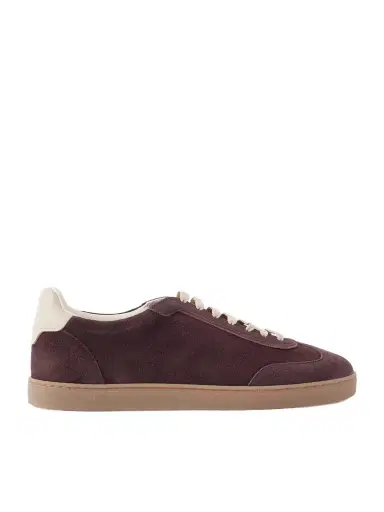 Brunello Cucinelli Coda di Rondine Leather-Trimmed Waxed-Suede Sneakers - Men | Thumbnail 1