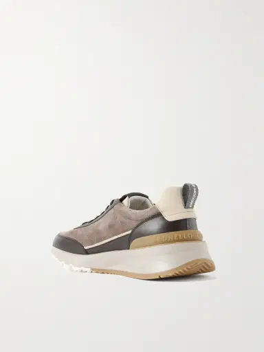 Brunello Cucinelli Leather-Trimmed Suede Sneakers - Men | Thumbnail 4