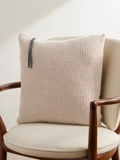 Brunello Cucinelli Bead-Embellished Ribbed Cashmere Cushion - Men | Thumbnail 1 Brunello Cucinelli Bead-Embellished Ribbed Cashmere Cushion - Men | Thumbnail 1