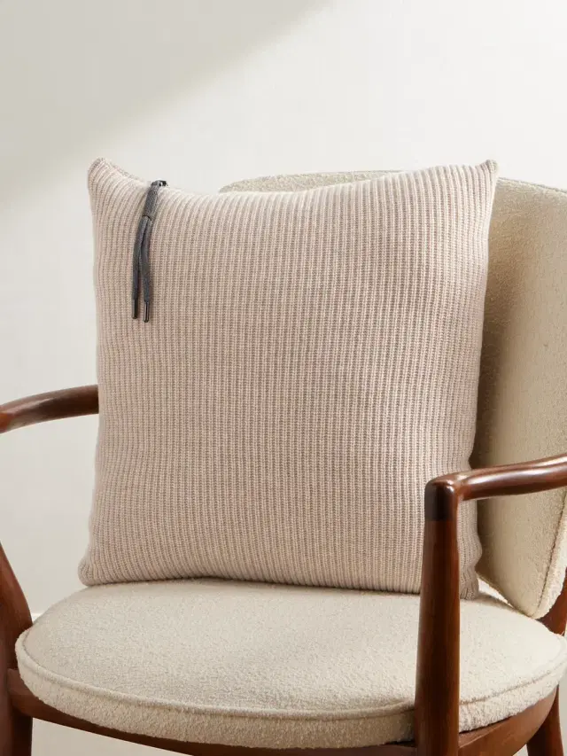 Brunello Cucinelli Bead-Embellished Ribbed Cashmere Cushion - Men