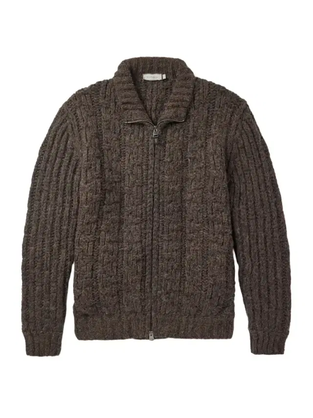 Basketwoven Alpaca-Blend Zip-Up Cardigan - Men