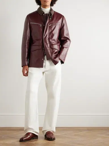 Brunello Cucinelli Padded Nubuck-Trimmed Leather Field Jacket - Men | Thumbnail 2 Brunello Cucinelli Padded Nubuck-Trimmed Leather Field Jacket - Men | Thumbnail 2