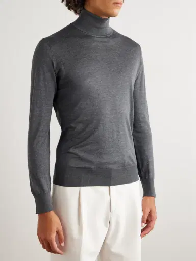Brunello Cucinelli Silk and Cotton-Blend Rollneck Sweater - Men | Thumbnail 3 Brunello Cucinelli Silk and Cotton-Blend Rollneck Sweater - Men | Thumbnail 3