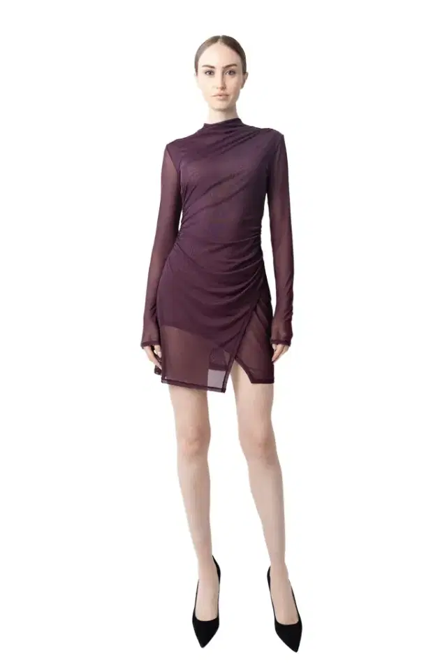 LAPOINTE Mesh Draped Mini Dress