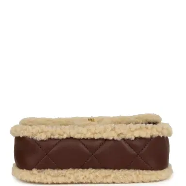 Chanel Chanel Mini Shearling Flap Bag Brown Lambskin Brushed Gold Hardware | Thumbnail 6