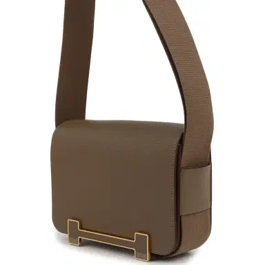 HERMÈS Hermes Geta Etoupe Chevre Mysore Gold Hardware | Thumbnail 5