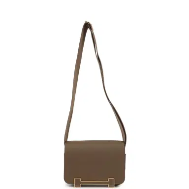 HERMÈS Hermes Geta Etoupe Chevre Mysore Gold Hardware | Thumbnail 7