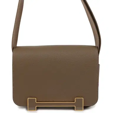HERMÈS Hermes Geta Etoupe Chevre Mysore Gold Hardware | Thumbnail 1