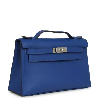 HERMÈS Hermes Kelly Pochette Bleu Royal Swift Palladium Hardware | Thumbnail 2 HERMÈS Hermes Kelly Pochette Bleu Royal Swift Palladium Hardware | Thumbnail 2