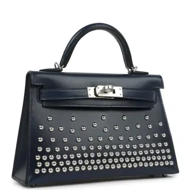 HERMÈS Hermes Kelly Sellier 20 Clouté Bleu Abyss Box Palladium Hardware | Thumbnail 2 HERMÈS Hermes Kelly Sellier 20 Clouté Bleu Abyss Box Palladium Hardware | Thumbnail 2