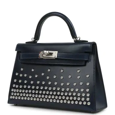 HERMÈS Hermes Kelly Sellier 20 Clouté Bleu Abyss Box Palladium Hardware | Thumbnail 3 HERMÈS Hermes Kelly Sellier 20 Clouté Bleu Abyss Box Palladium Hardware | Thumbnail 3