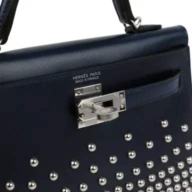 HERMÈS Hermes Kelly Sellier 20 Clouté Bleu Abyss Box Palladium Hardware | Thumbnail 7 HERMÈS Hermes Kelly Sellier 20 Clouté Bleu Abyss Box Palladium Hardware | Thumbnail 7