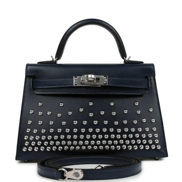 hermes Hermes Kelly Sellier 20 Clouté Bleu Abyss Box Palladium Hardware