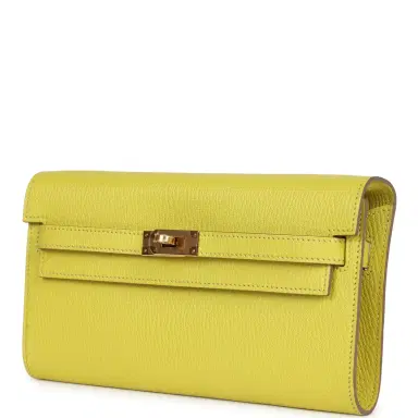 HERMÈS Hermes Kelly Wallet To Go Lime Chevre Mysore Gold Hardware | Thumbnail 5