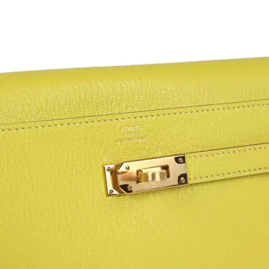 HERMÈS Hermes Kelly Wallet To Go Lime Chevre Mysore Gold Hardware | Thumbnail 7
