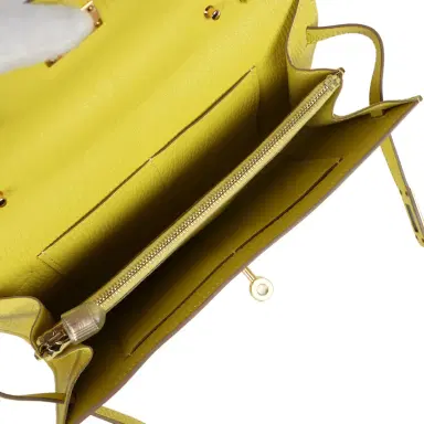 HERMÈS Hermes Kelly Wallet To Go Lime Chevre Mysore Gold Hardware | Thumbnail 8