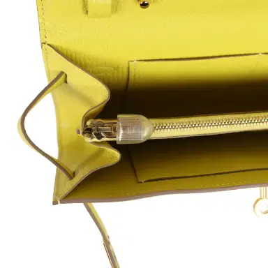 HERMÈS Hermes Kelly Wallet To Go Lime Chevre Mysore Gold Hardware | Thumbnail 9